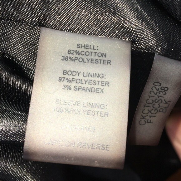 Calvin Klein Black Metallic Moto Micro Suede Jacket Motorcycle Zip Up Blazer S - Picture 8 of 9